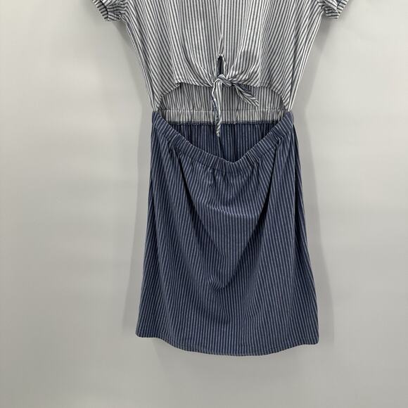 RVCA Dress Womens Medium Blue Fade Out Striped Preppy Coastal - Picture 2 of 11